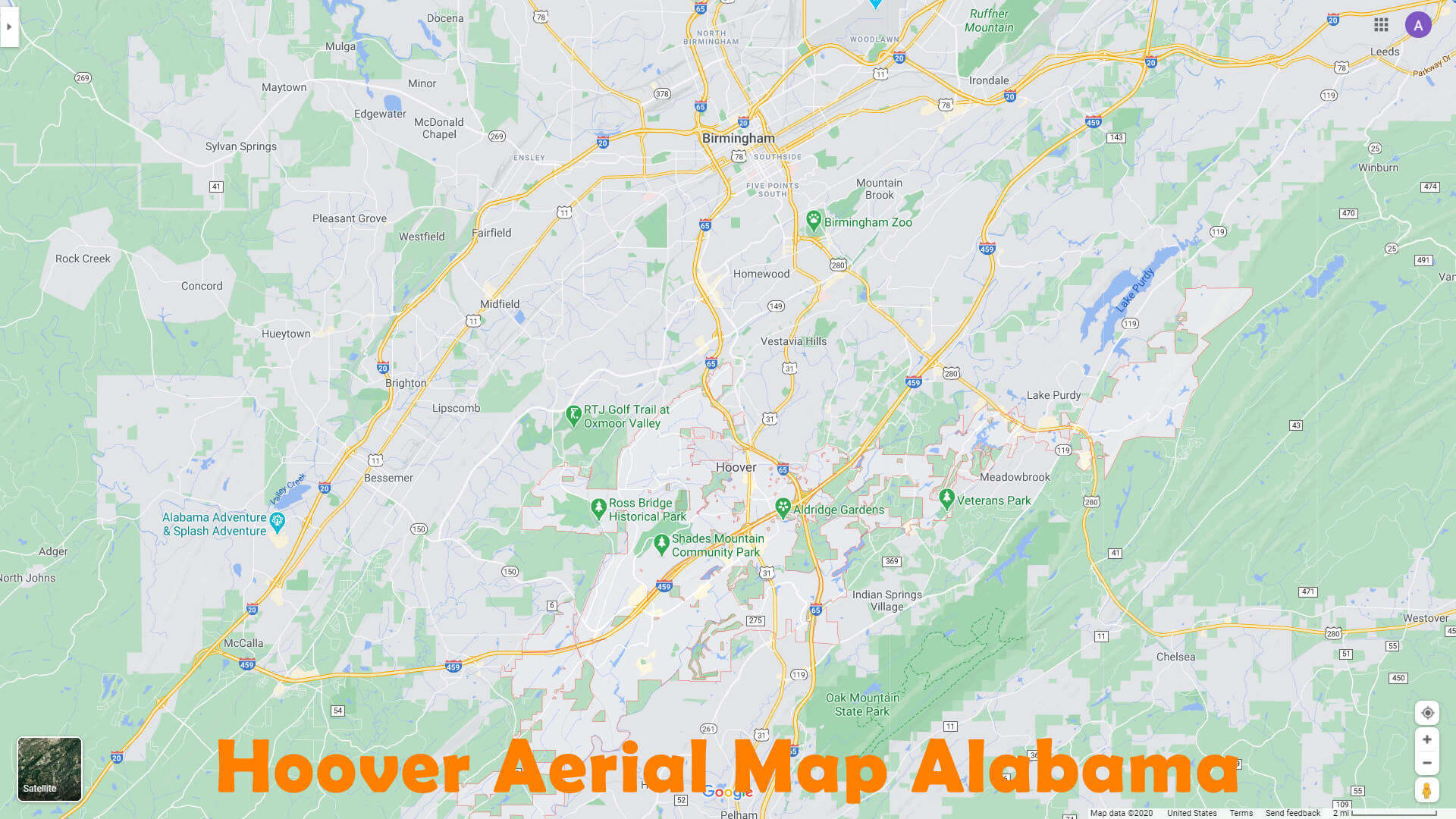 Hoover Aerien Carte Alabama